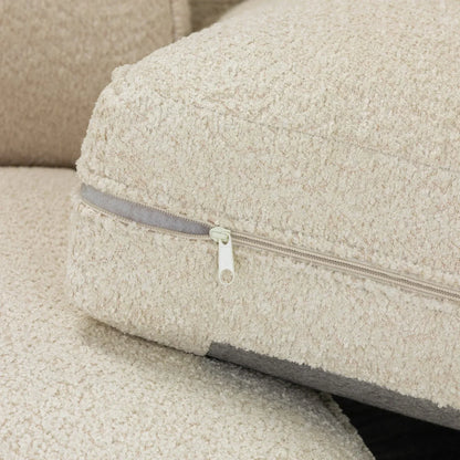 Inga Beige U-Shape Corner Sofa – Modern Fabric Family Sofa for Living Room