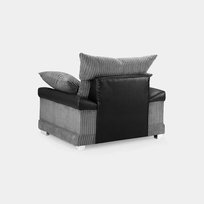 Naples Jumbo Cord Armchair UK – Luxury Grey Fabric Accent Chair for Modern Living Rooms