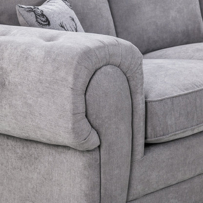 Verona Silver Corner Sofa – Luxury Chesterfield Fabric Corner Sofa UK