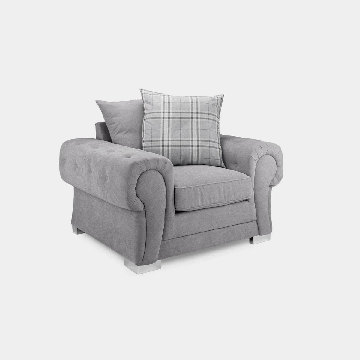 Verona Grey Armchair UK – Luxury Fabric Accent Chair for Modern Living Rooms