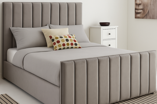 Grey Velvet Ottoman Storage Bed UK – Lift Up Storage Bed Frame with Mattress Option