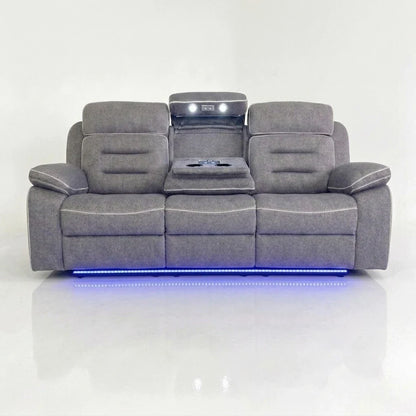 Hafsa Music 3+2 Grey OTE Fabric E/ R Sofa Set , USB, LED, Bluetooth.