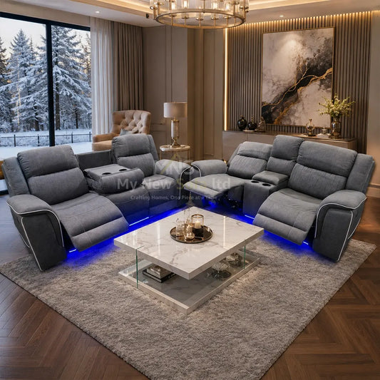 Hannah electric recliner 3+2 sofa in micro fibre fabric