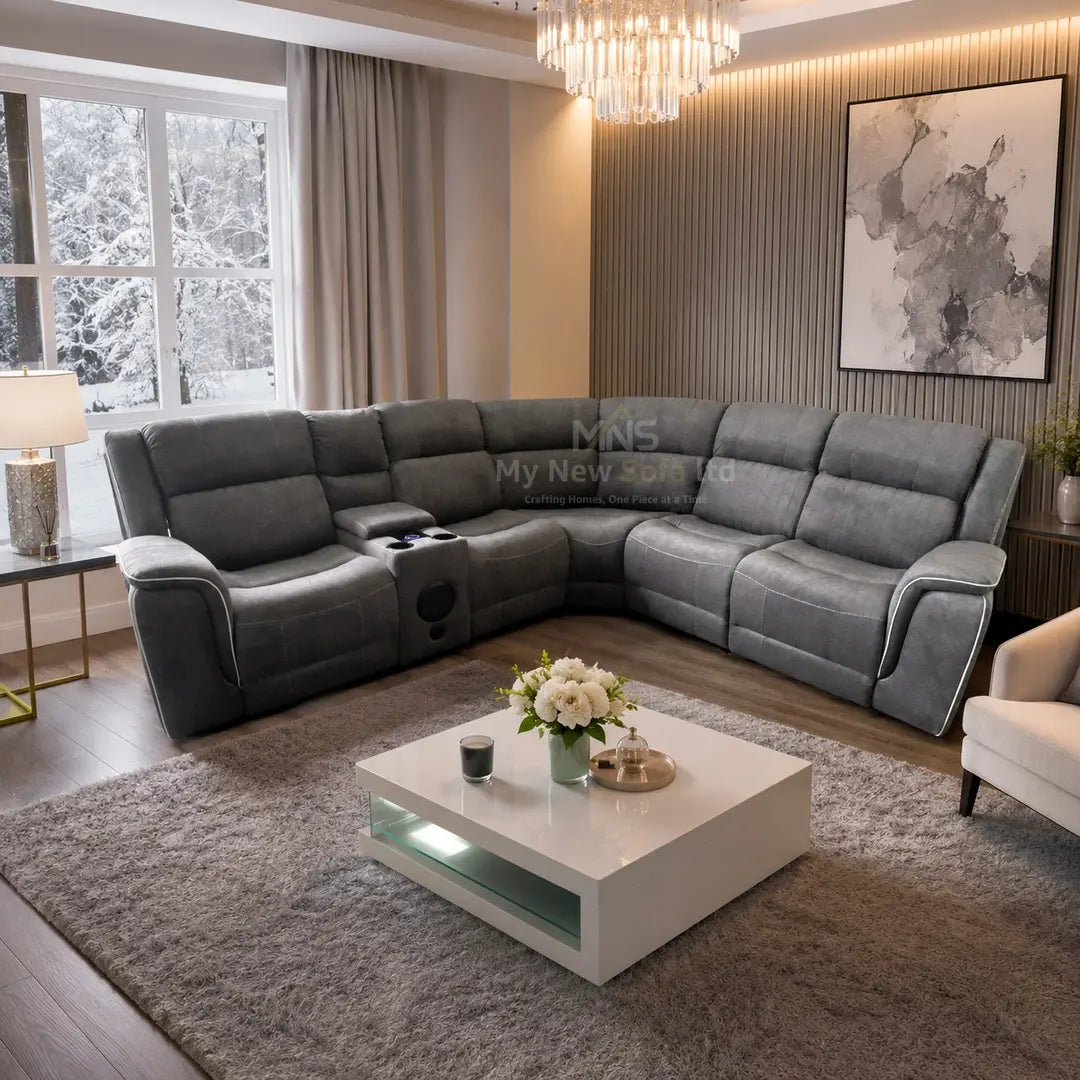 Hannah Electric Corner Sofa Micro Fibre Fabric (270cm x 230cm)