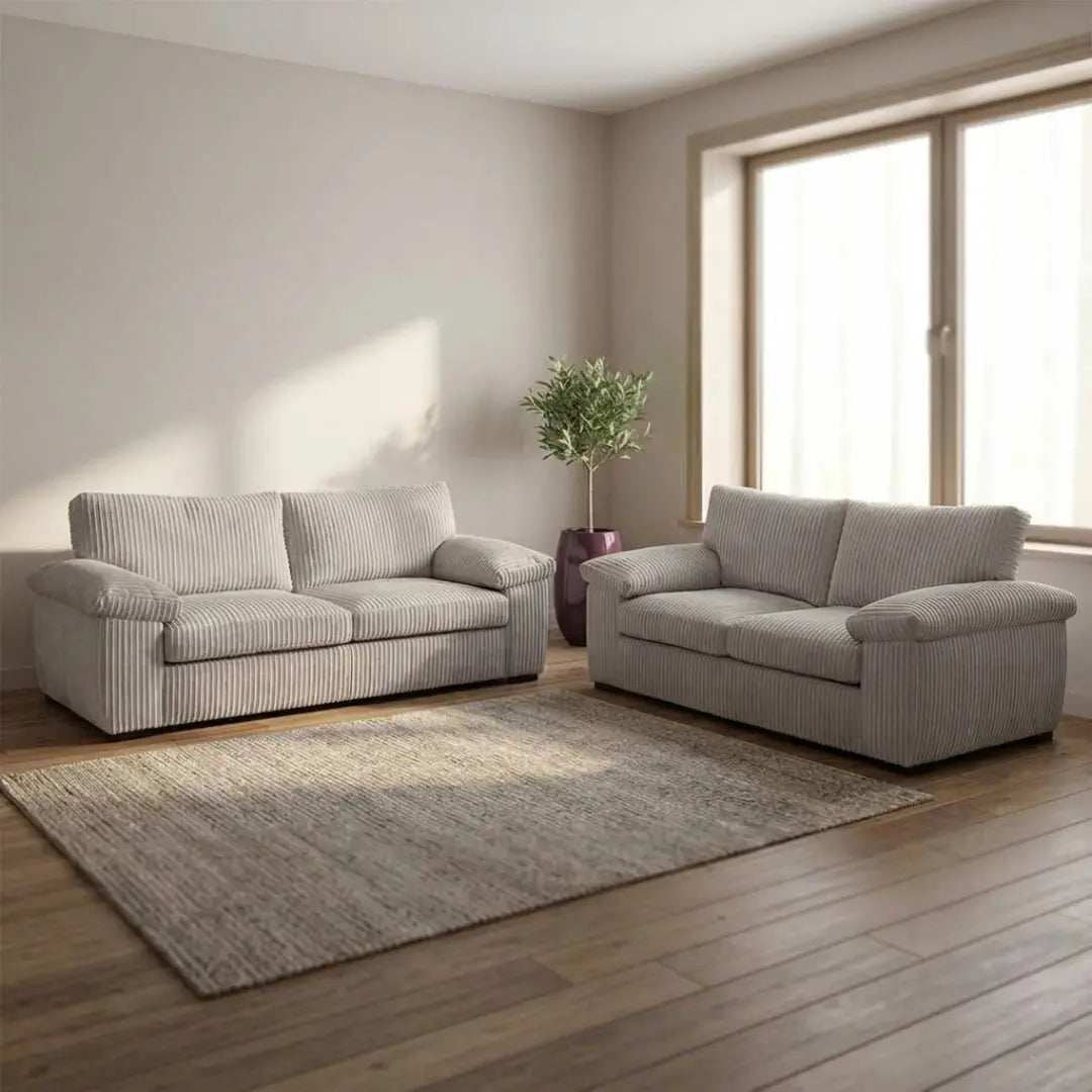 Oxford 3+2 Sofa Set in Grey Jumbo Cord