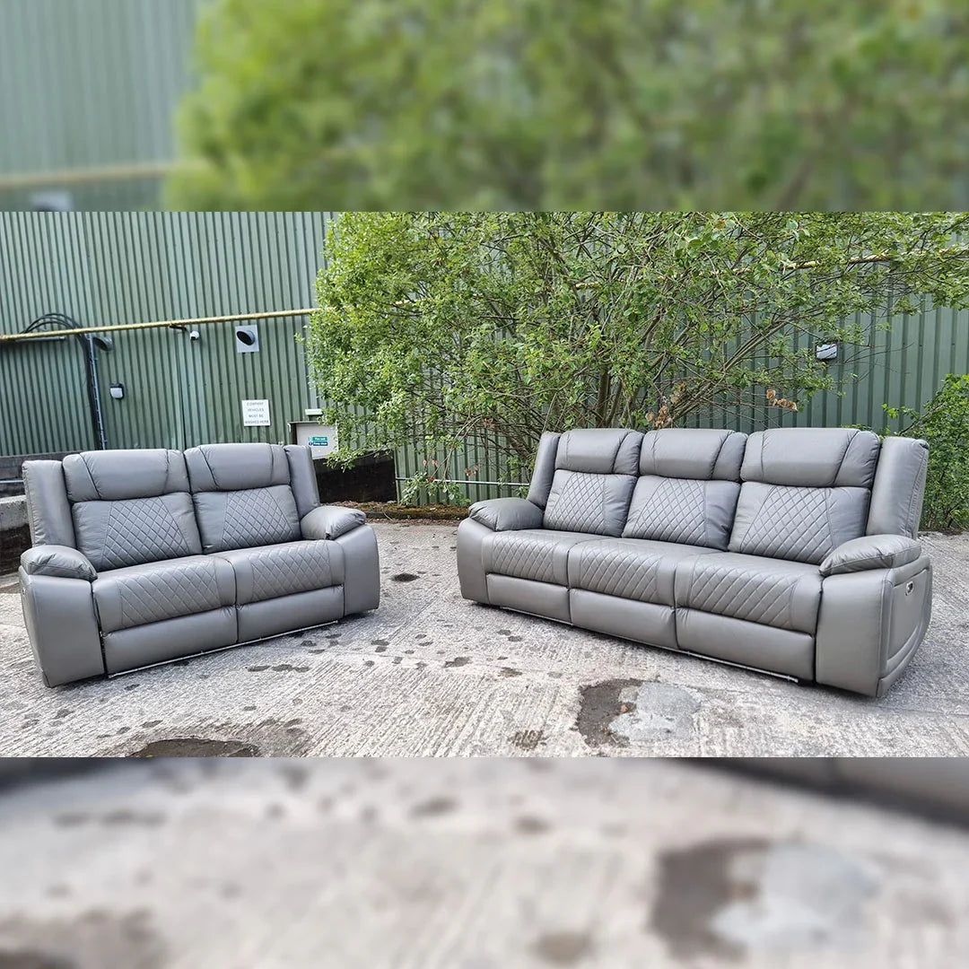 Lisbon 3+2 Leather Electric Recliner Sofa USB Type-C ...