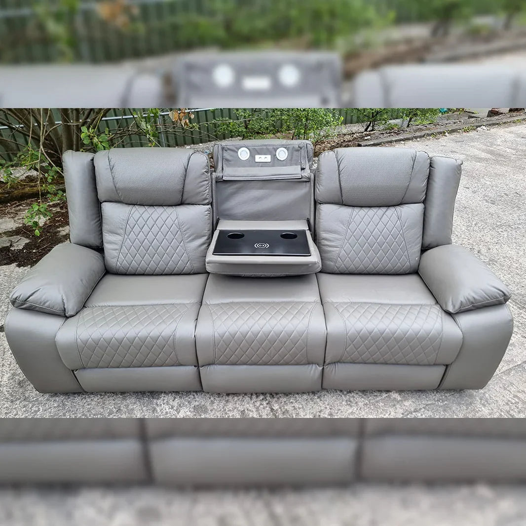 Lisbon 3+2 Leather Electric Recliner Sofa USB Type-C ...