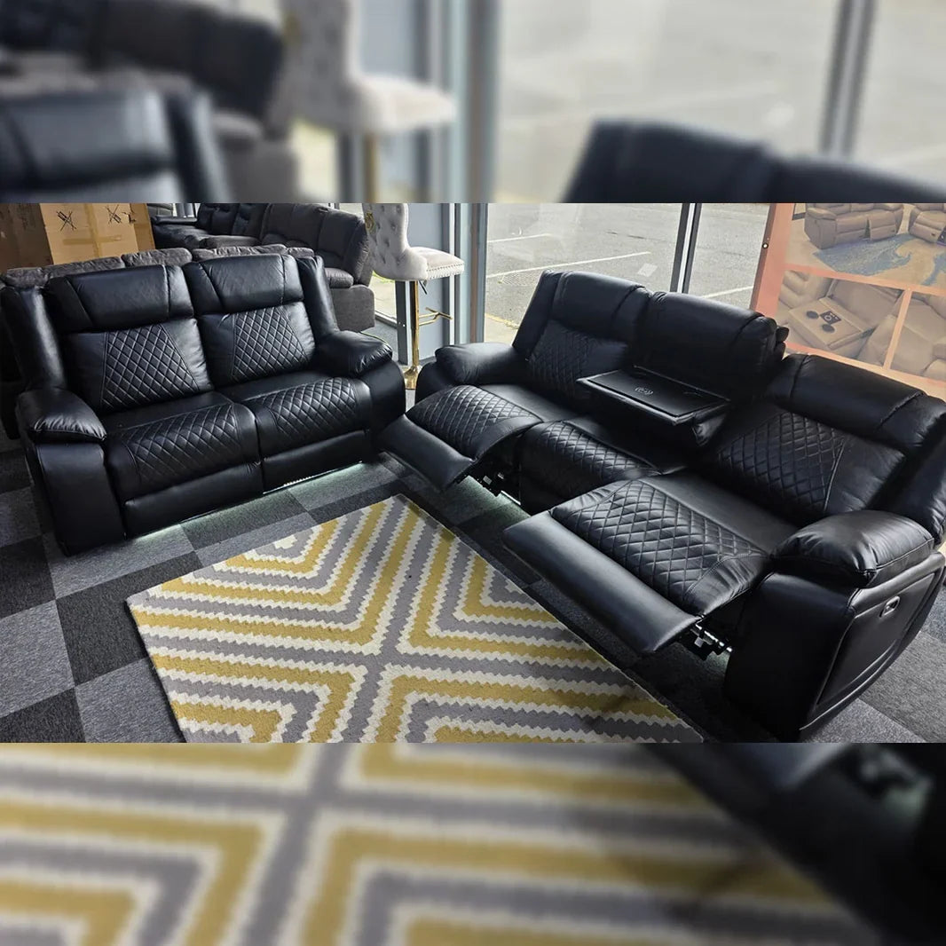 Lisbon 3+2 Leather Electric Recliner Sofa USB Type-C ...