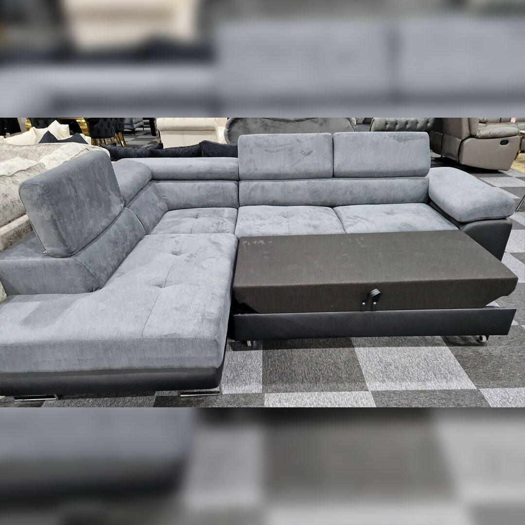 Luton Sofabed Corner Sofa Bed With Storage Box Grey-Black () LTD