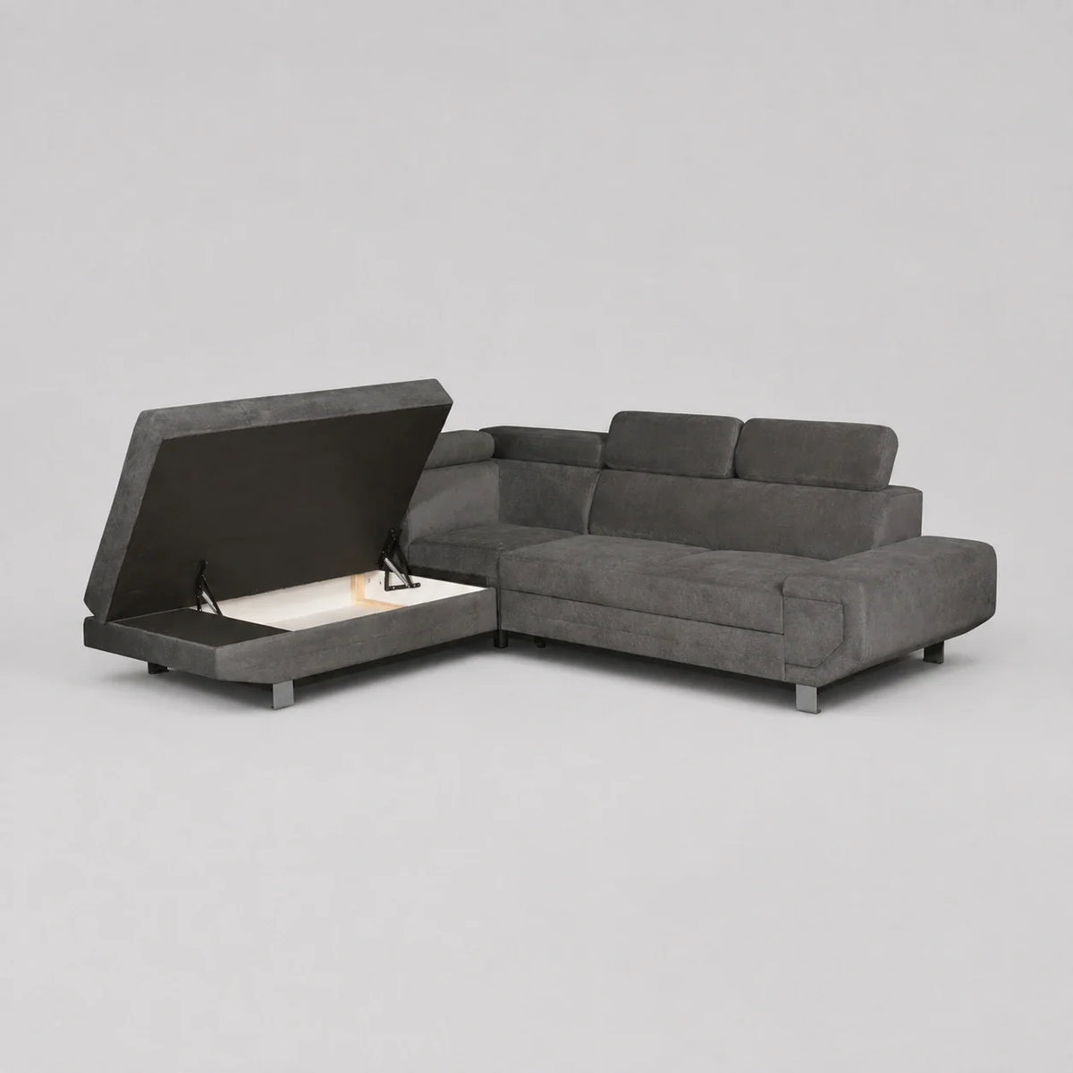 Artic Left Hand Facing Corner Sofa Bed With Storage Box - Grey