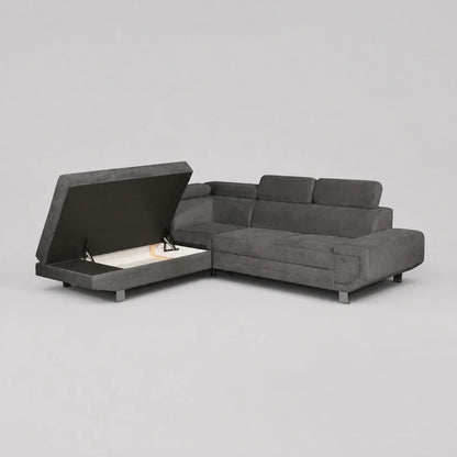 Artic Left Hand Facing Corner Sofa Bed With Storage Box - Grey