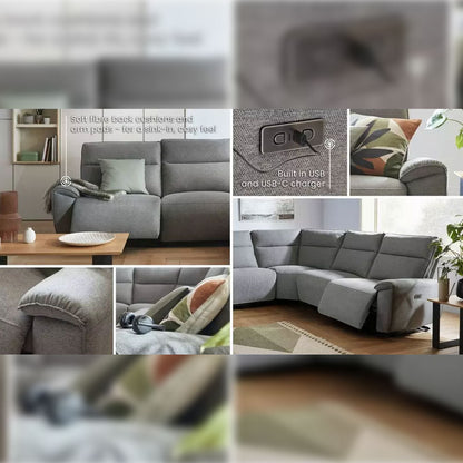 Aussie Express Fabric Recliner Corner Sofa 2 Corner 2 Power Recliner