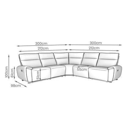 Aussie Express Fabric Recliner Corner Sofa 2 Corner 2 Power Recliner