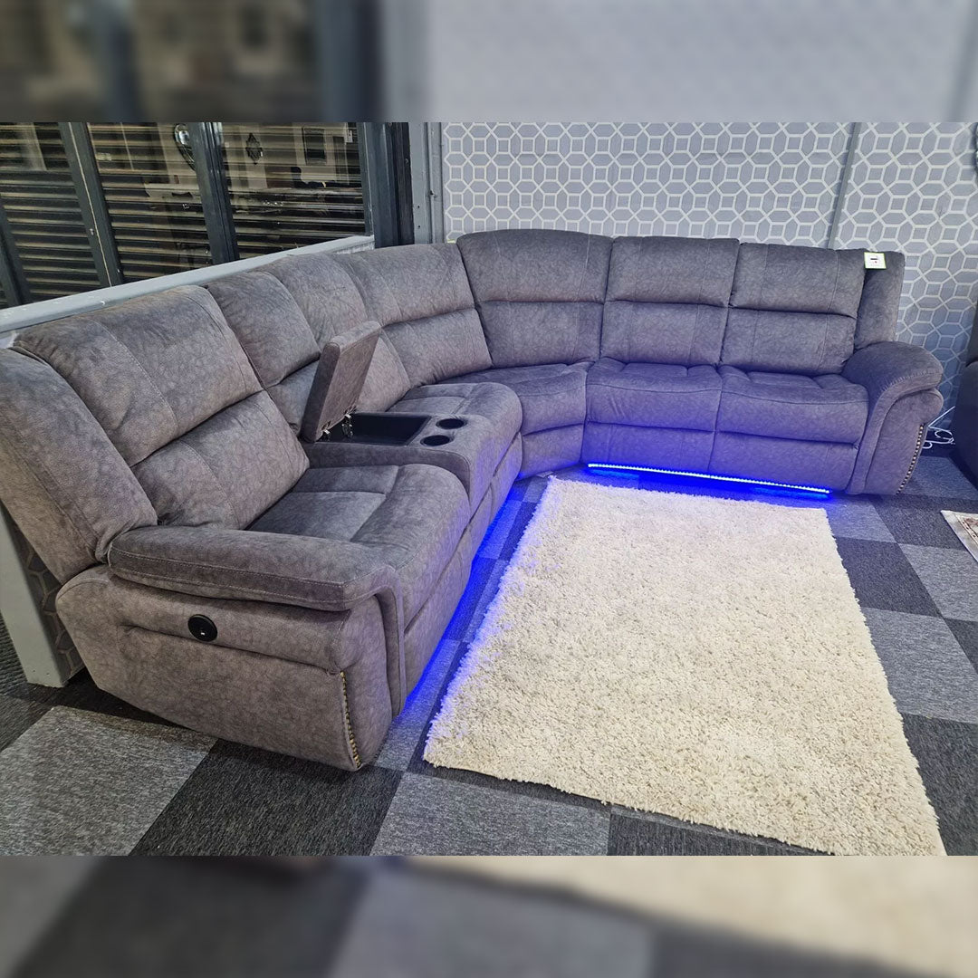 Berlin Electric Recliner Corner Sofa Micro Fibre Fabric