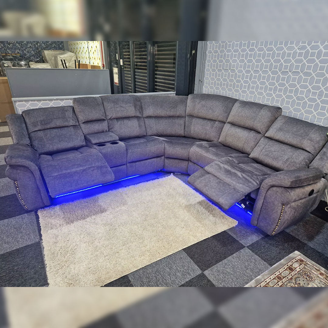 Berlin Electric Recliner Corner Sofa Micro Fibre Fabric