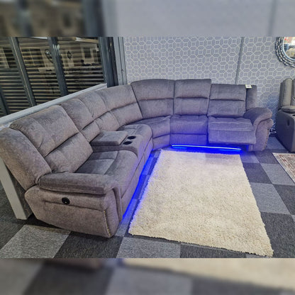 Berlin Electric Recliner Corner Sofa Micro Fibre Fabric