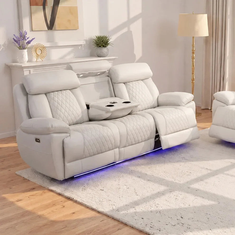 Carlisle 3+2 Seater Leather Recliner Sofa Set with LED Lights & USB