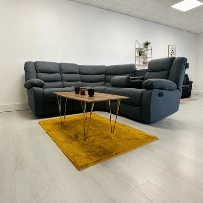 Fabric Recliner Sofa Grey Manual Recliner Double Corner