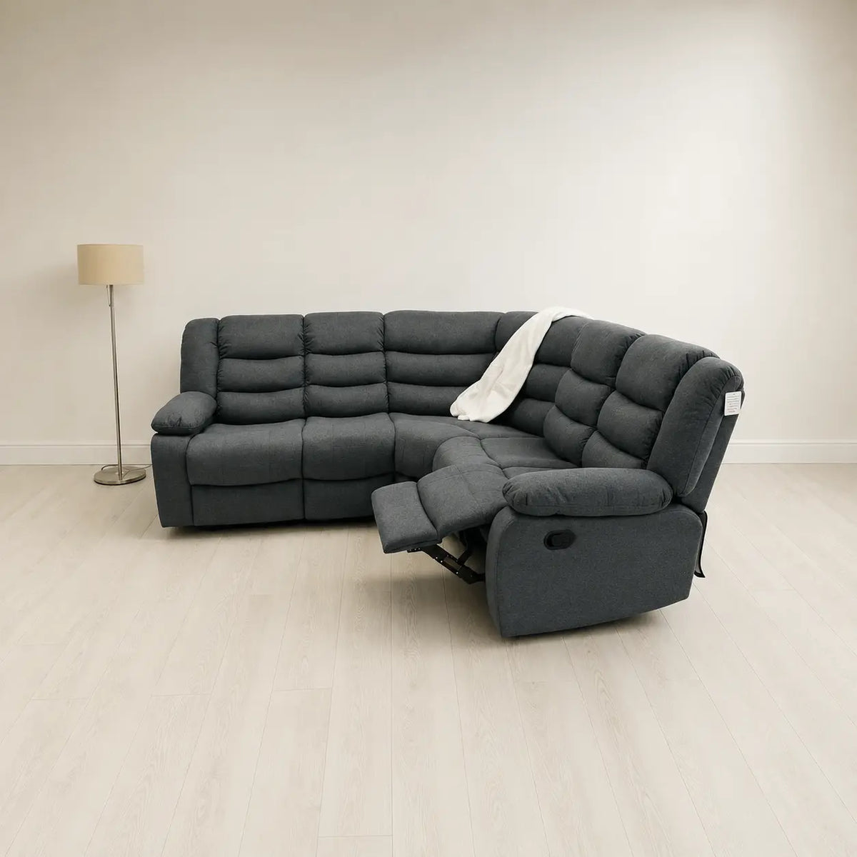 Fabric Recliner Sofa Grey Manual Recliner Double Corner