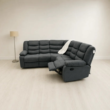 Fabric Recliner Sofa Grey Manual Recliner Double Corner