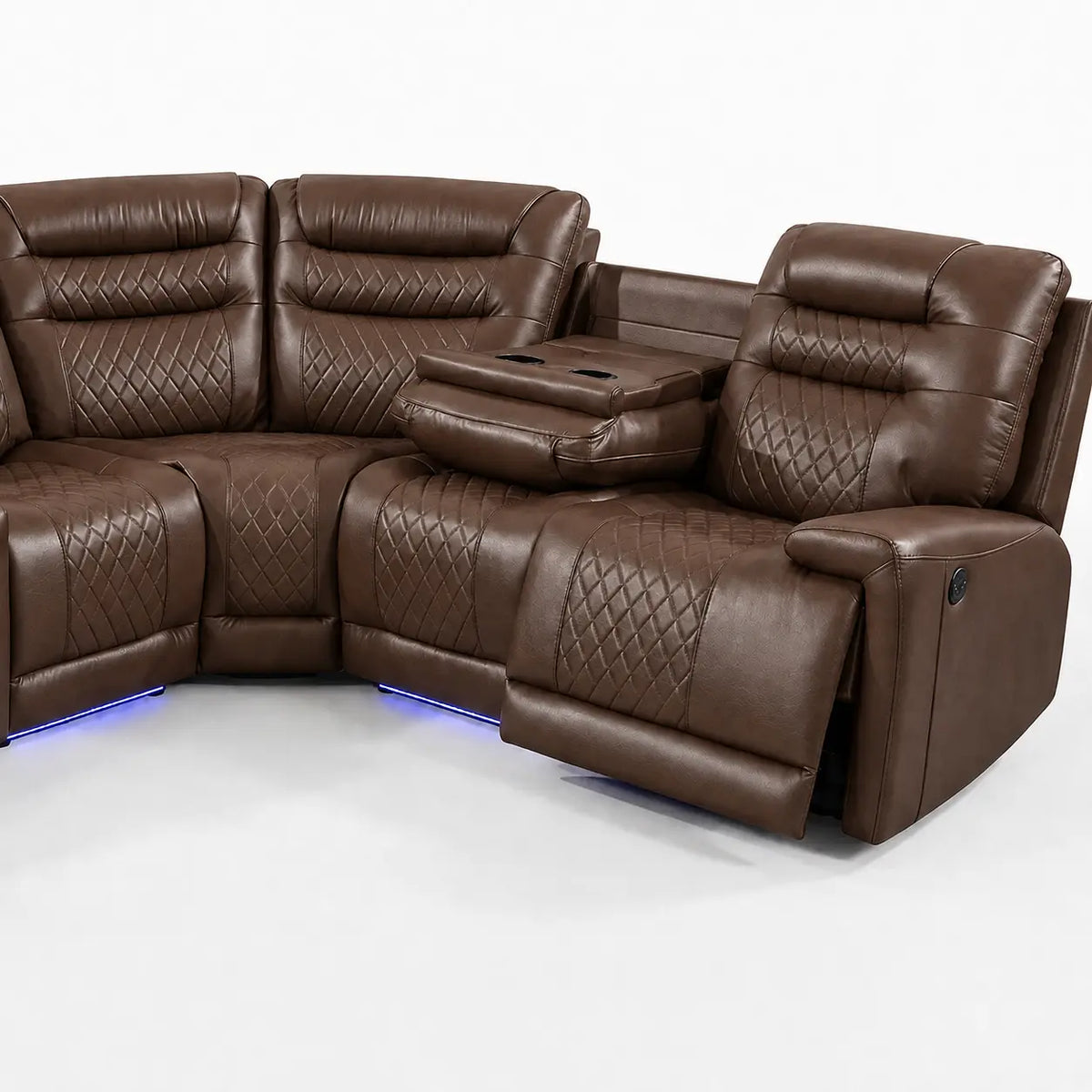 Halifax Music Leather Electric Recliner Corner Sofa - Black, Grey or Brown