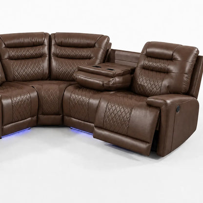 Halifax Music Leather Electric Recliner Corner Sofa - Black, Grey or Brown