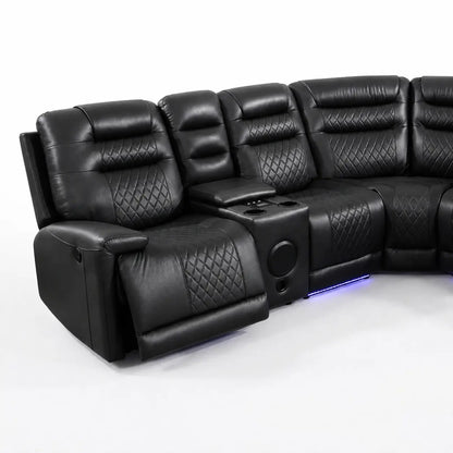 Halifax Music Leather Electric Recliner Corner Sofa - Black, Grey or Brown
