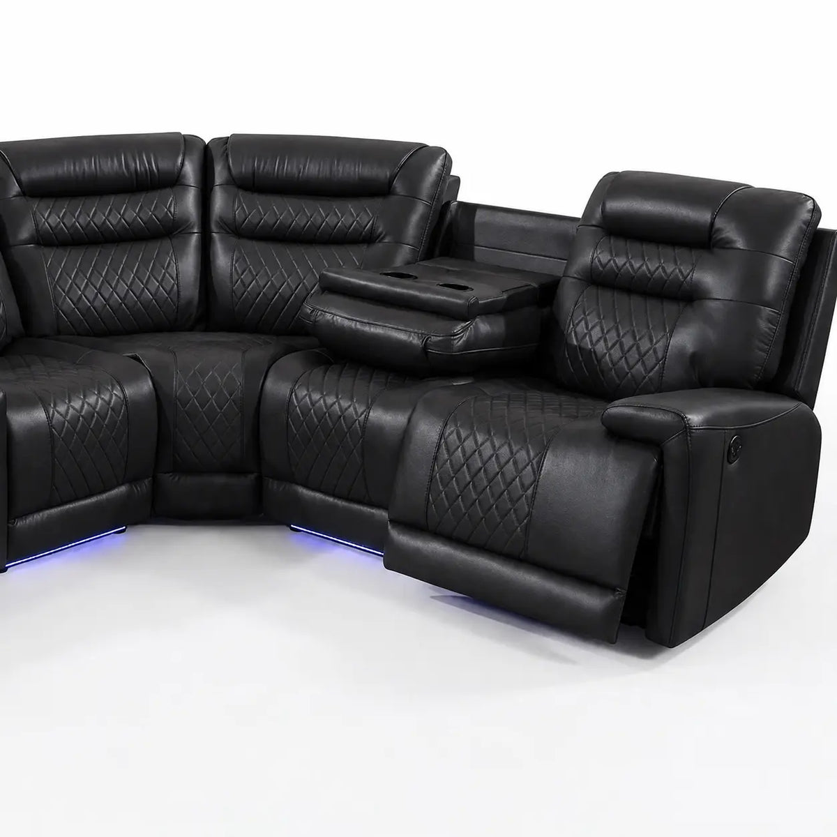 Halifax Music Leather Electric Recliner Corner Sofa - Black, Grey or Brown