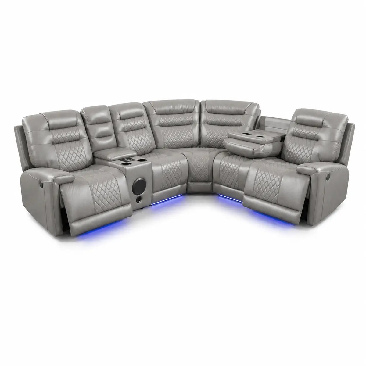 Halifax Music Leather Electric Recliner Corner Sofa - Black, Grey or Brown