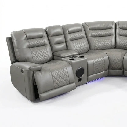 Halifax Music Leather Electric Recliner Corner Sofa - Black, Grey or Brown