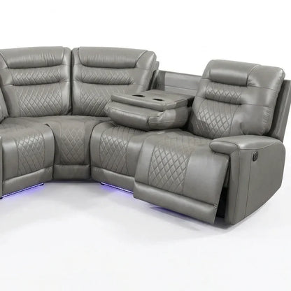 Halifax Music Leather Electric Recliner Corner Sofa - Black, Grey or Brown