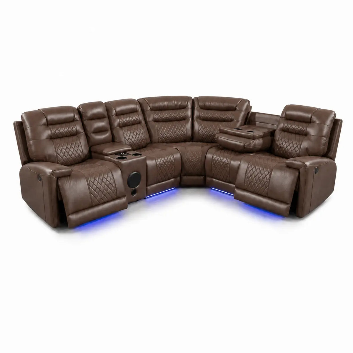Halifax Music Leather Electric Recliner Corner Sofa - Black, Grey or Brown
