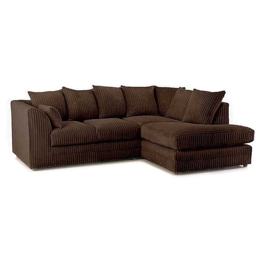 Luxor Fabric Corner Sofa Black | Soft Jumbo Cord 3-4 Seater Corner Sofa () LTD