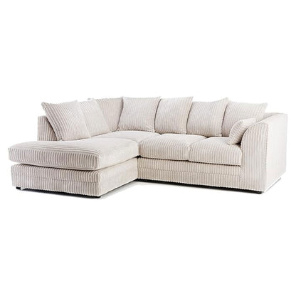 Luxor Fabric Corner Sofa Black | Soft Jumbo Cord 3-4 Seater Corner Sofa () LTD