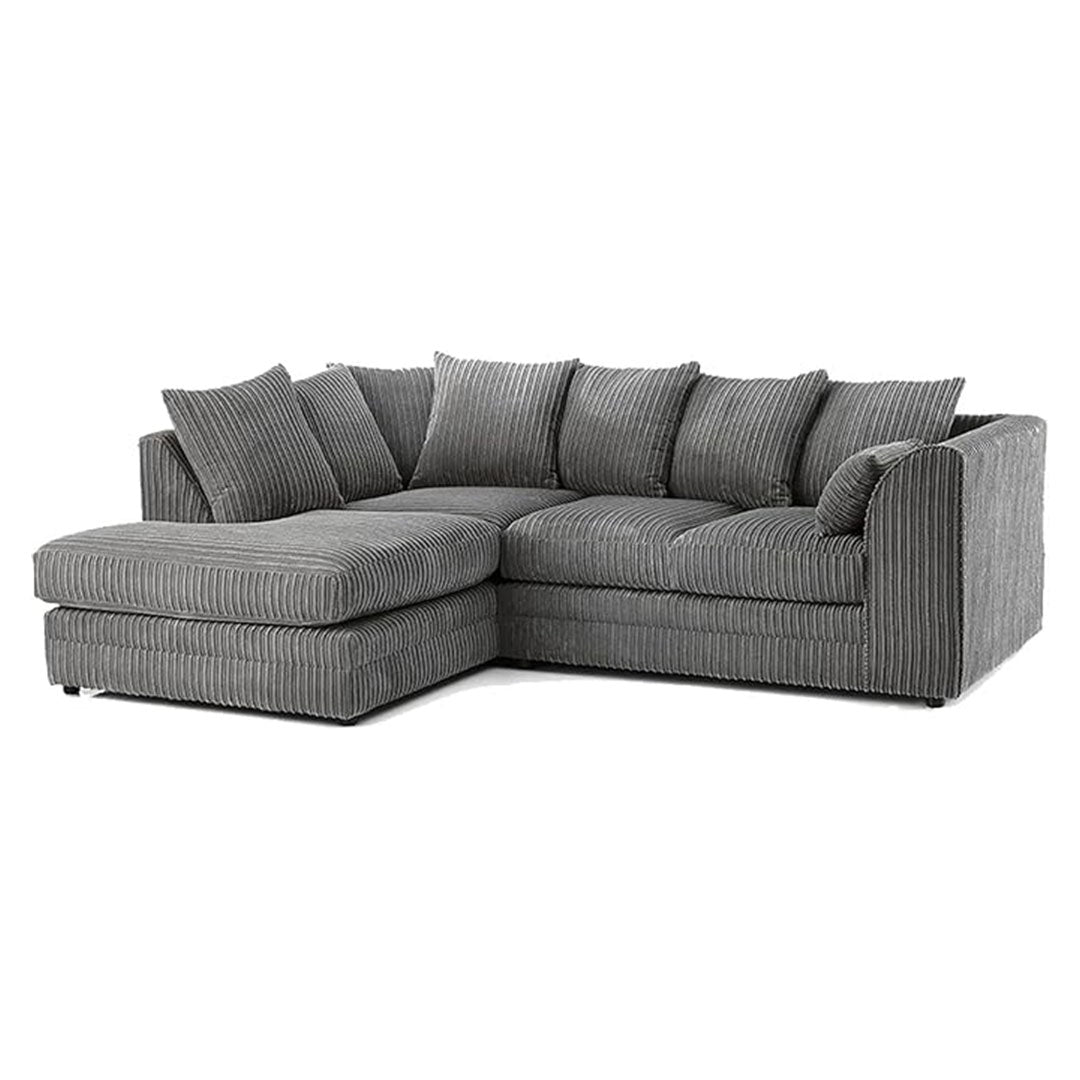 Luxor Fabric Corner Sofa Black | Soft Jumbo Cord 3-4 Seater Corner Sofa () LTD