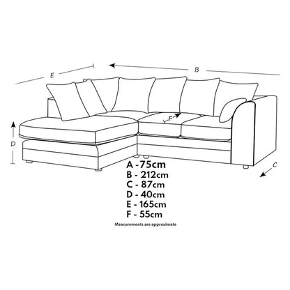 Luxor Fabric Corner Sofa Coffee | Soft Jumbo Cord 3-4 Seater () LTD