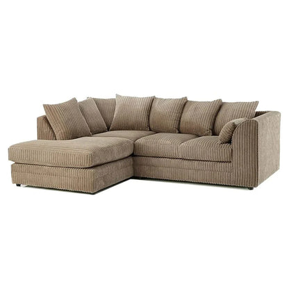 Luxor Fabric Corner Sofa Cream | Soft Jumbo Cord 3-4 Seater Corner Sofa () LTD