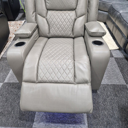 Orlando Electric Recliners 3+2 Seater Leather Sofa (Black, Grey) /LED LIGHTS/WIRELESS CHARGER