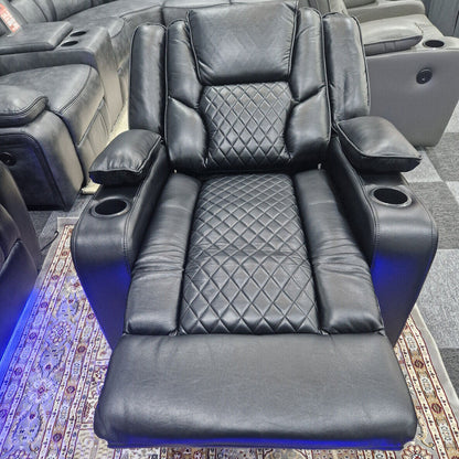 Orlando Electric Recliners 3+2 Seater Leather Sofa (Black, Grey) /LED LIGHTS/WIRELESS CHARGER
