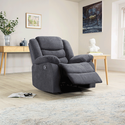 Roma Fabric Recliner Sofa Arm Chair Grey