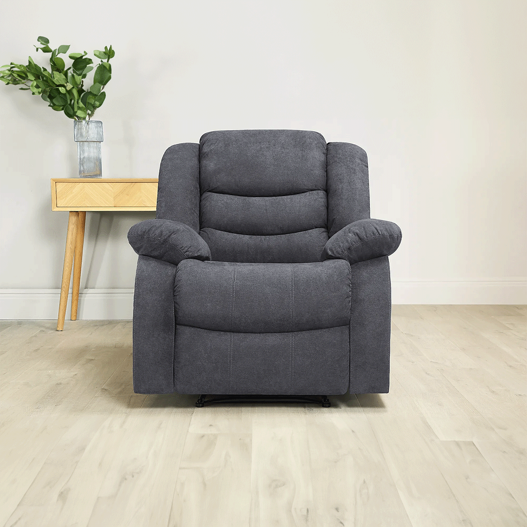 Roma Fabric Recliner Sofa Arm Chair Grey
