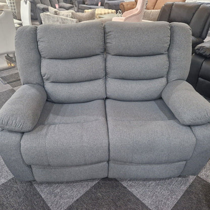 Roma Fabric Reclining Sofa, Grey Fabric, 3+2 Seater with Cup Holders