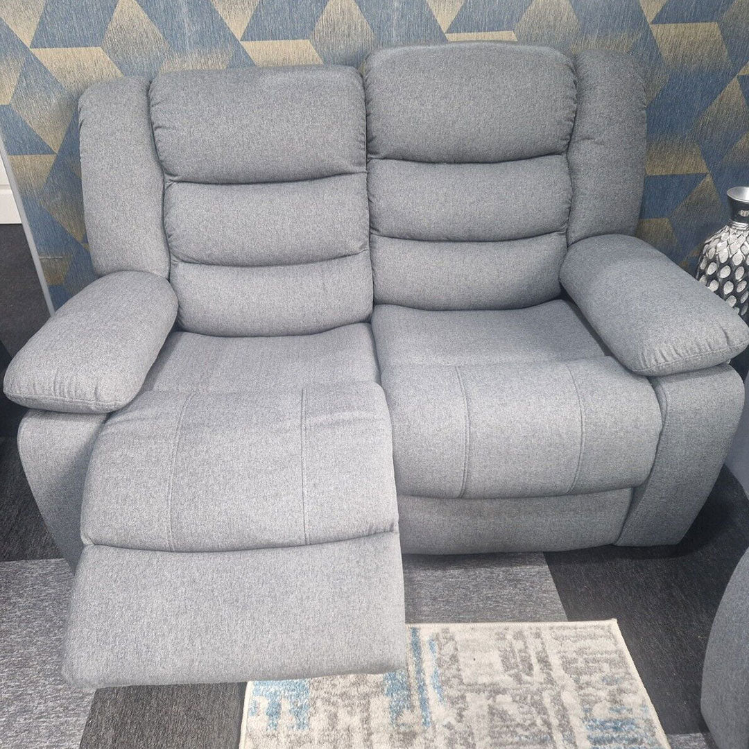 Roma Fabric Reclining Sofa, Grey Fabric, 3+2 Seater with Cup Holders