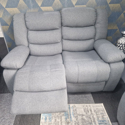 Roma Fabric Reclining Sofa, Grey Fabric, 3+2 Seater with Cup Holders