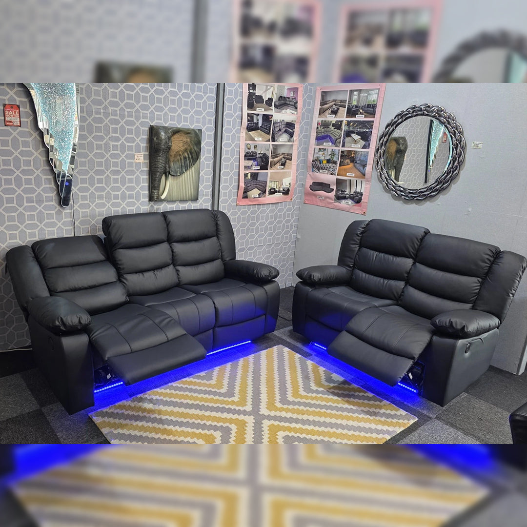 Roma leather recliner sofa with cupholders