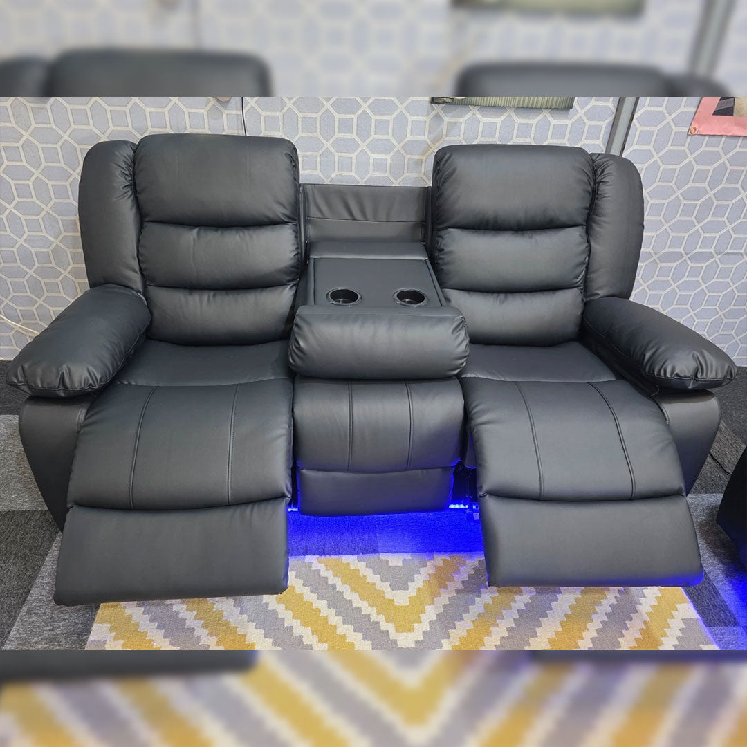 Roma leather recliner sofa with cupholders