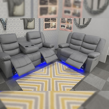 Roma leather recliner sofa with cupholders