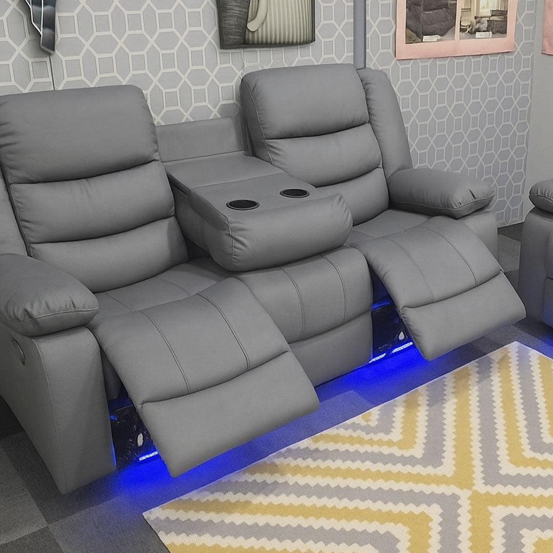 Roma leather recliner sofa with cupholders