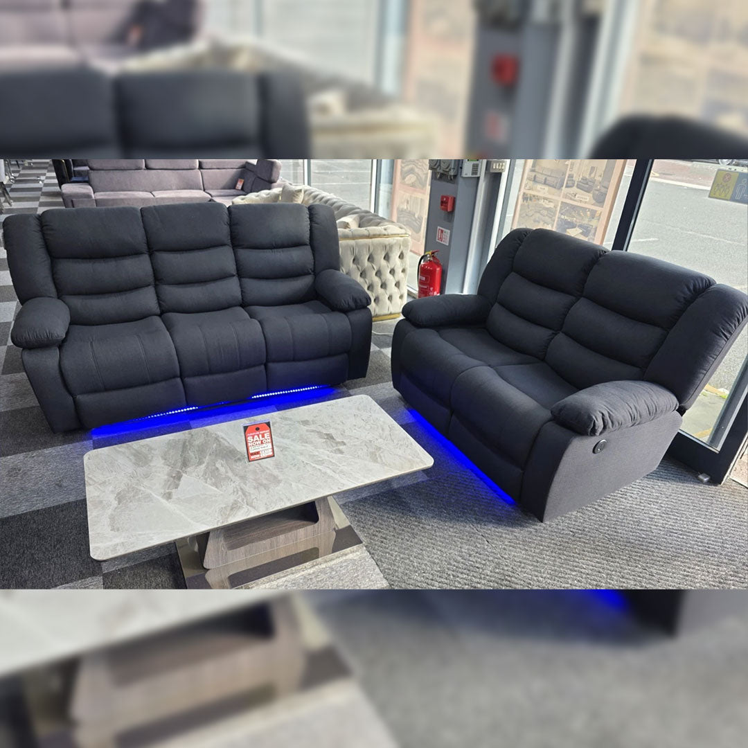 ROMA 3+2 RECLINER FABRIC SOFA – Grey