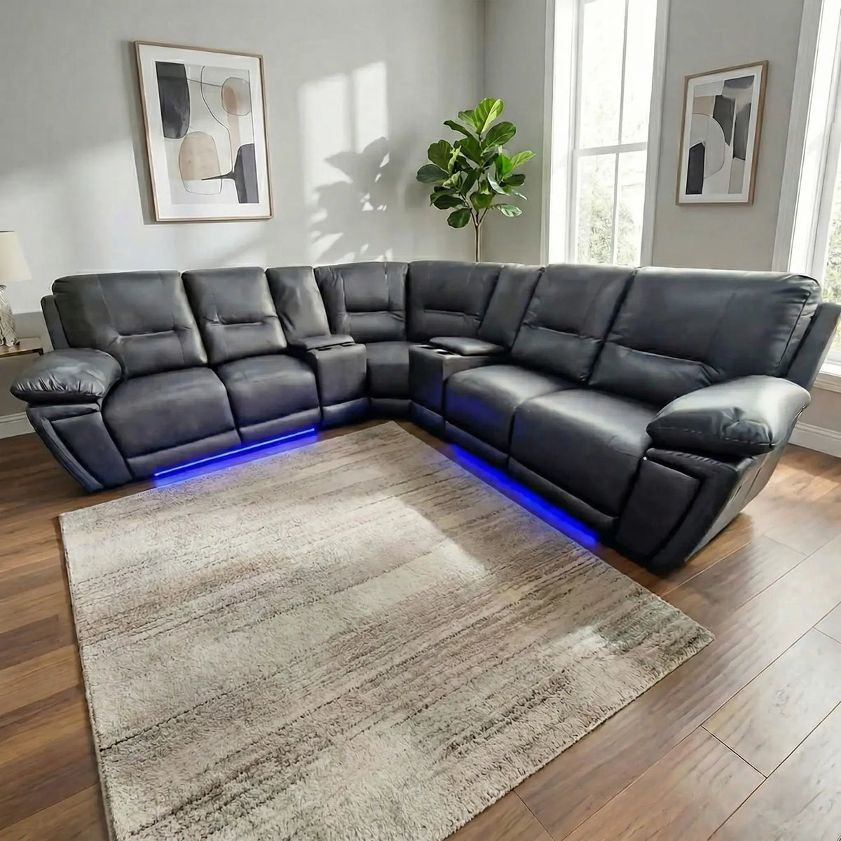 Sara Leather Electric Recliner Corner Sofa Grey () LTD